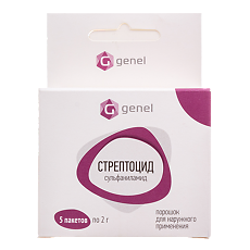 Изображение товара Стрептоцид порошок для наружного применения 2 г 5 шт