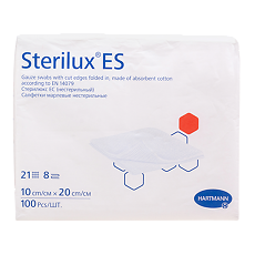 Купить Салфетки Стерилюкс ЕС/Sterilux ES нестерильные 10 х 20 см 8 слоев 21 нить 100 шт цена