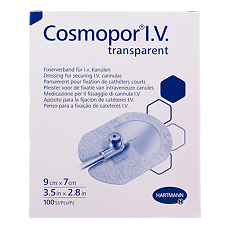 Изображение товара Повязка Cosmopor I.V. Transparent/Космопор I.V. Трансперент пластырного типа для фиксации канюль стерильная 9 х 7 см 100 шт