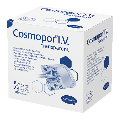 Повязка Cosmopor I.V. Transparent/Космопор I.V. Трансперент пластырного типа для фиксации канюль стерильная 6 х 5 см 100 шт