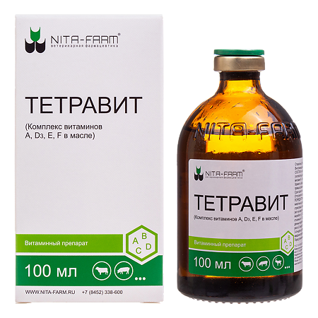 Тетравит раствор для инъекций и орального применения фл 100 мл ВЕТЕРИНАРНЫЙ 1 шт