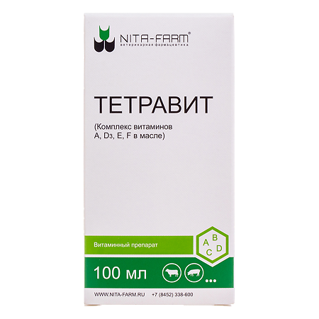 Тетравит раствор для инъекций и орального применения фл 100 мл ВЕТЕРИНАРНЫЙ 1 шт