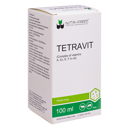 Тетравит раствор для инъекций и орального применения фл 100 мл ВЕТЕРИНАРНЫЙ 1 шт
