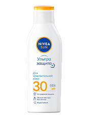 Купить Nivea Sun Солнцезащитный лосьон для чувствительной кожи Ультра Защита SPF30 200 мл 1 шт цена