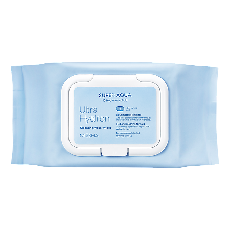 Изображение товара MISSHA Super Aqua Ultra Hyalron Салфетки для умывания и снятия макияжа 30 шт
