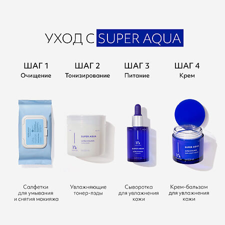 MISSHA Super Aqua Ultra Hyalron Салфетки для умывания и снятия макияжа 30 шт