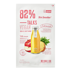 Купить MISSHA Talks Vegan Squeeze Skin Smoother Маска отшелушивающая смягчающая кожу с экстрактами яблока и ананаса 27 г 1 шт цена