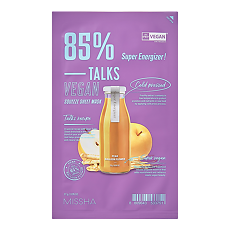 Купить MISSHA Talks Vegan Squeeze Super Energizer Маска питание для истощенной сухой кожи с экстрактами дикой груши и колокольчика 27 г 1 шт цена