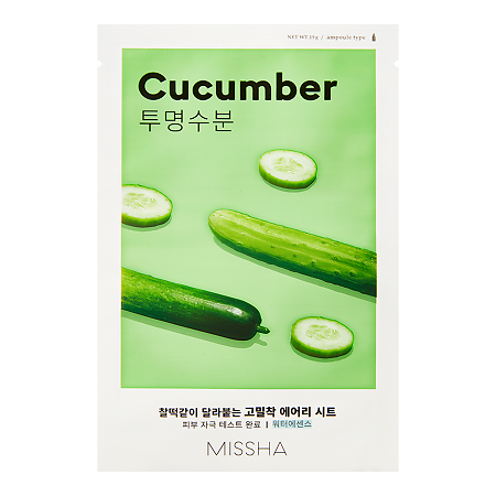 Изображение товара Маска для лица MISSHA Airy Fit Cucumber увлажняющая 19 г одноразовая