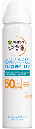 Garnier Ambre Solaire Солнцезащитный спрей для лица увлажняющий Эксперт Защита SPF50 1 шт 75 мл