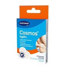 Купить Пластырь гидроколлоидный Cosmos Hydro для влажных мозолей на пятку 75 мм х 45 мм 6 шт цена