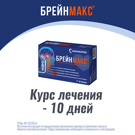 Брейнмакс капсулы 250 мг+250 мг 20 шт