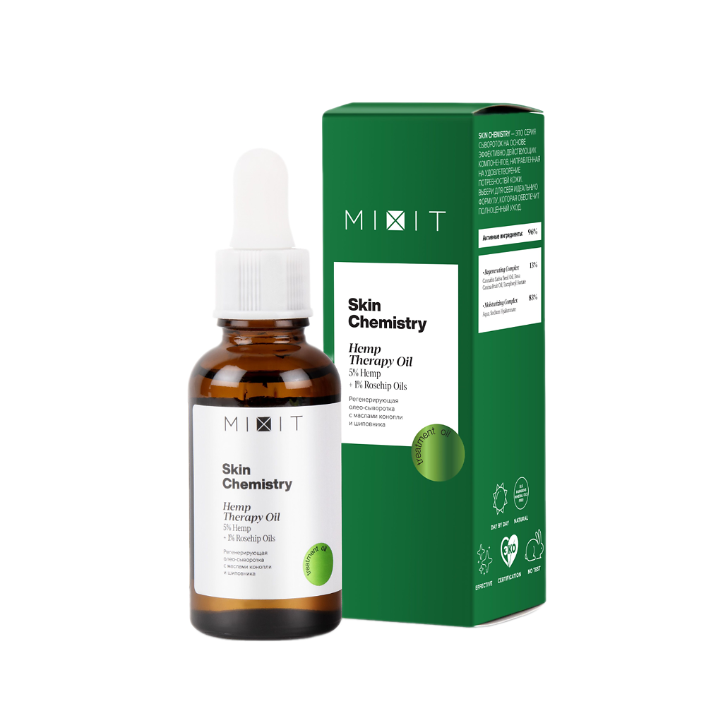 Mixit Skin Chemistry Регенерирующая олео-сыворотка с маслами конопли и ...
