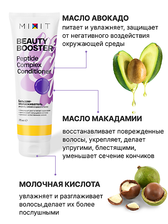 Mixit Beauty Booster Бальзам-ополаскиватель для укрепления волос Peptide complex conditioner 275 мл 1 шт