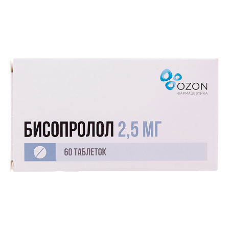 Бисопролол таблетки покрыт.плен.об. 2,5 мг 60 шт