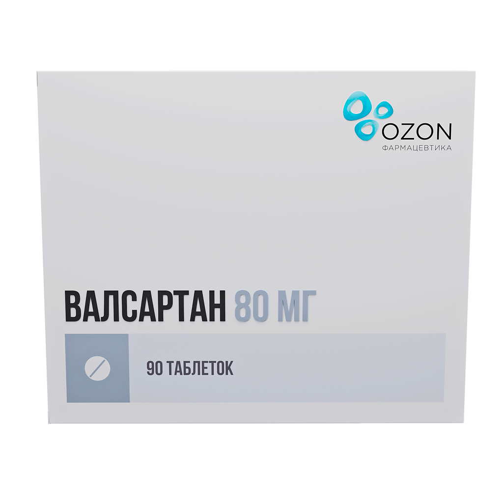 Изображение товара Валсартан таблетки покрытопленочной обертки 80 мг 90 шт ОМС