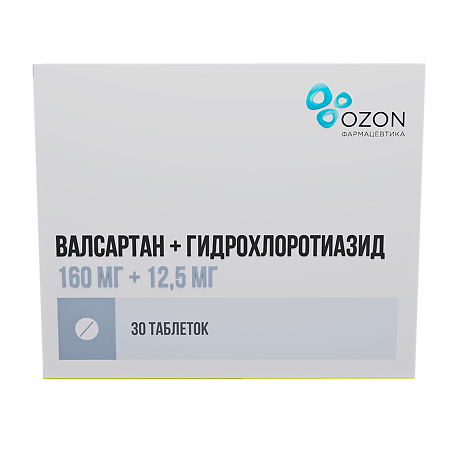 Изображение товара Валсартан+Гидрохлоротиазид таблетки покрыт.плен.об. 160 мг+12,5 мг 30 шт