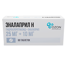 Изображение товара Эналаприл Н таблетки 25 мг+10 мг 60 шт