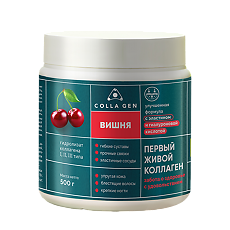 Изображение товара Colla Gen Гидролизат коллагена с гиалуроновой кислотой со вкусом вишни желе банка по 500 г 1 шт