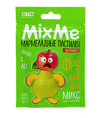Купить MixMe Мармеладные пастилки Витамин С фруктовый микс со вкусом яблока персика груши массой 1,5 г 1 шт цена