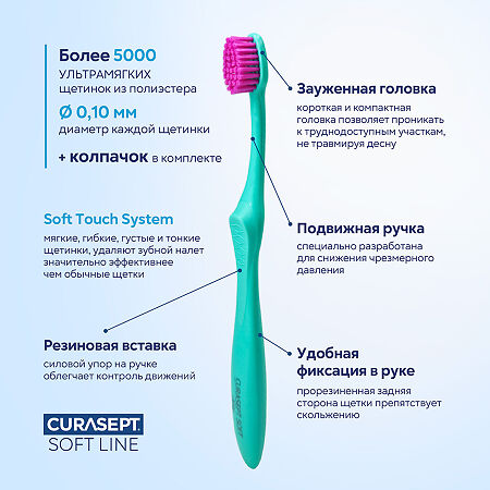 Curasept Softline Зубная щетка Maxi Soft 010 сверхмягкая 1 шт