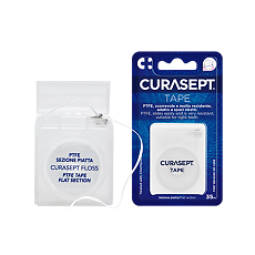 Изображение товара Curasept PTFE Зубная нить Tape плоская вощеная CHX 0,2% 35м 1 шт