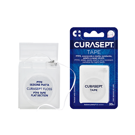 Curasept PTFE Зубная нить Tape плоская вощеная CHX 0,2% 35м 1 шт