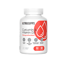 Купить Ultrasupps Куркумин и Витамин Д3/Curcumin & Vitamin D3 капсулы массой 2080 мг 60 шт цена