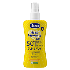 Купить Chicco Спрей солнцезащитный 0+ Baby Moments Sun SPF50+ 150 мл 1 шт цена