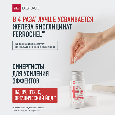 Сплат (Splat) Биохак+ Железо 28 мг плюс синергисты йод, витамины капсулы массой 440 мг 90 шт