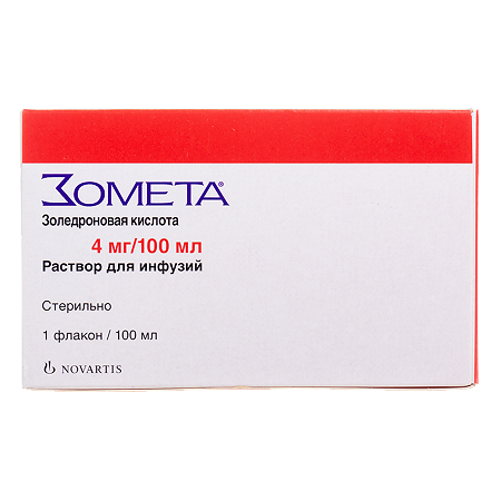 Зомета раствор для инфузий 4 мг/100 мл 100 мл фл 1 шт