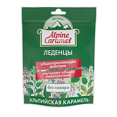 Купить Альпийская Карамель Alpine Caramel Леденцы без сахара пакет 75 г 1 уп цена