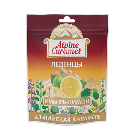 Изображение товара Леденцы Alpine Caramel имбирь-Лимон 3,3 г 75 г упаковка натуральный вкус