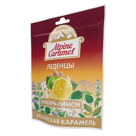 Альпийская Карамель Alpine Caramel Леденцы массой 3,3 г Имбирь-Лимон пакет 75 г 1 уп
