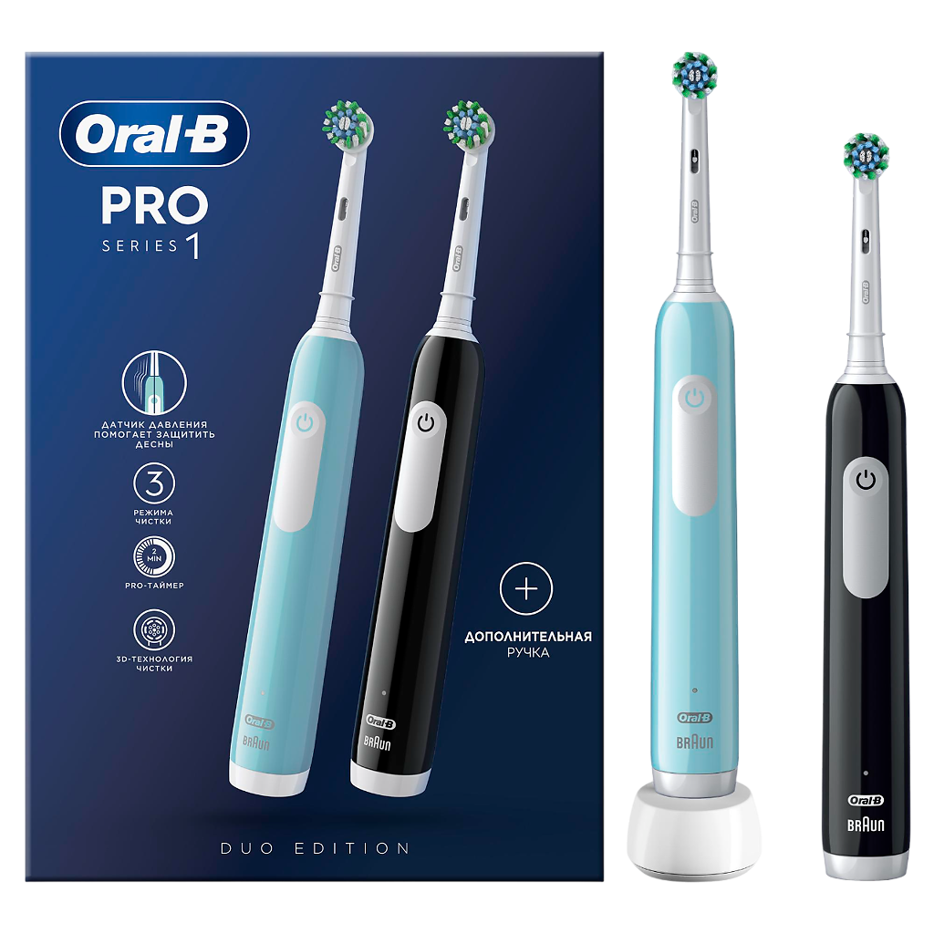 Oral-B Набор Электрическая зубная щетка Pro Series 1 с 2 сменными насадками  черная,бирюзовая 1 уп - купить, цена и отзывы, Oral-B Набор Электрическая  зубная щетка Pro Series 1 с 2 сменными насадками