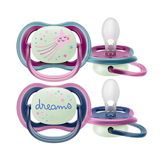 Купить Philips Avent Пустышка светящаяся Ultra Air Night SCF376/14 в комплекте с футляром для хранения и стерилизации 6-18 мес 2 шт цена