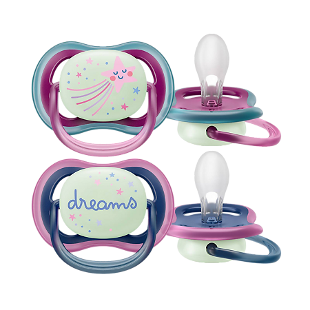 Изображение товара Philips Avent Пустышка светящаяся Ultra Air Night SCF376/14 в комплекте с футляром для хранения и стерилизации 6-18 мес 2 шт