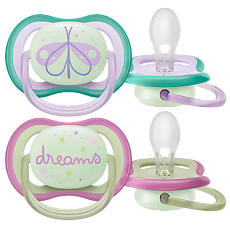 Купить Philips Avent Пустышка светящаяся Ultra Air Night SCF376/19 в комплекте с футляром для хранения и стерилизации 0-6 мес 2 шт цена