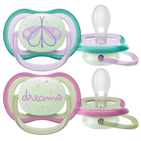 Изображение товара Пустышка Philips Avent Ultra Air Night светящаяся 0-6 мес комплект 2 шт