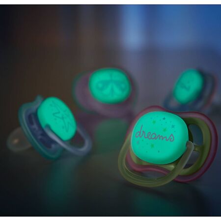 Philips Avent Пустышка светящаяся Ultra Air Night SCF376/19 в комплекте с футляром для хранения и стерилизации 0-6 мес 2 шт