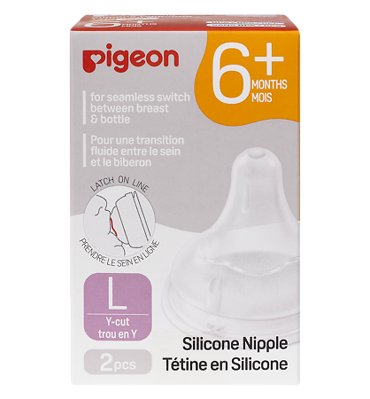 Изображение товара Соска для бутылочки Pigeon L 6-9 месяцев 2 шт силиконовая физиологическая