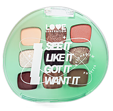 Изображение товара Love Generation Палетка теней для век Eyeshadow Palette I see it I like it I want it I got it 01 9 оттенков 7,2 г 1 шт