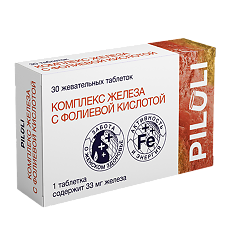 Купить PILULI Комплекс железа с фолиевой кислотой жевательные таблетки массой 1100 мг 30 шт цена