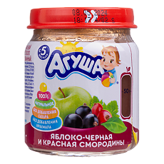 Купить Агуша Фруктовые пюре Яблоко-Смородина черная-Смородина красная с 5 мес стекло 100 г 1 шт цена