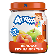 Купить Агуша Фруктовые пюре Яблоко-Груша-Персик с 5 мес стекло 100 г 1 шт цена