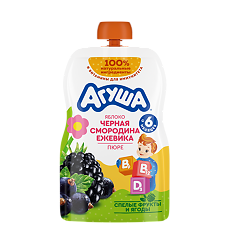 Купить Агуша Фруктовые пюре Укрепляй-ка Яблоко-Черная смородина-Ежевика с 6 мес пауч 80 г 1 шт цена