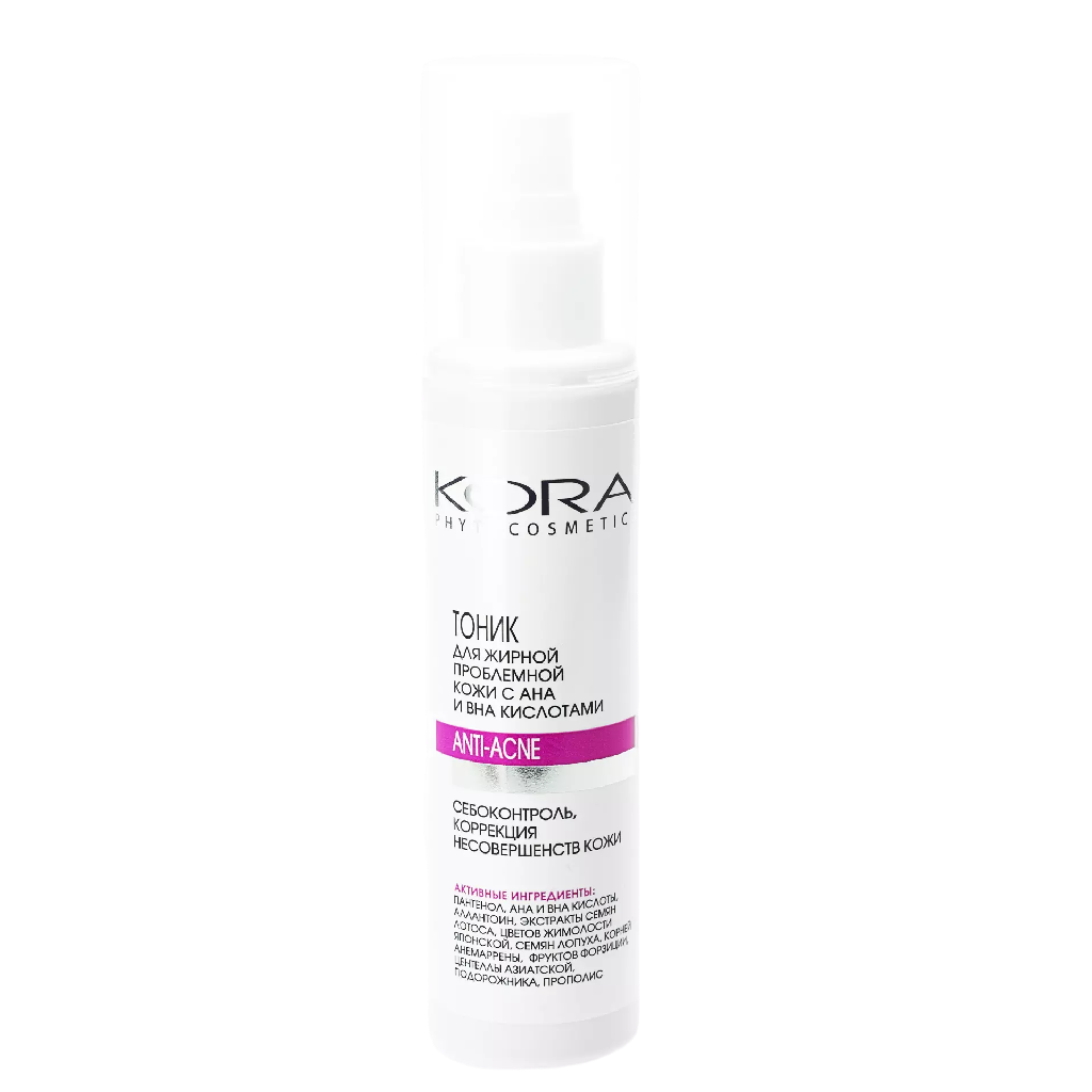 KORA Тоник для жирной проблемной кожи с АНА и ВНА кислотами Anti-Acne ...