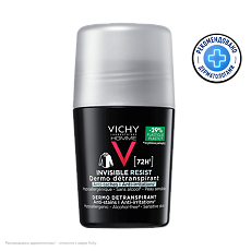 Купить Vichy Homme Invisible Resist Дезодорант-антиперспирант шариковый против пятен 72 часа 50 мл 1 шт цена