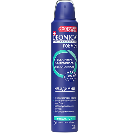 Изображение товара Дезодорант-антиперспирант Deonica For Men Невидимый спрей 200 мл 1 шт