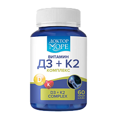 Изображение товара Доктор Море Витамин D3+К2 комплекс/Vitamin D3+K2 complex капсулы по 350 мг 60 шт